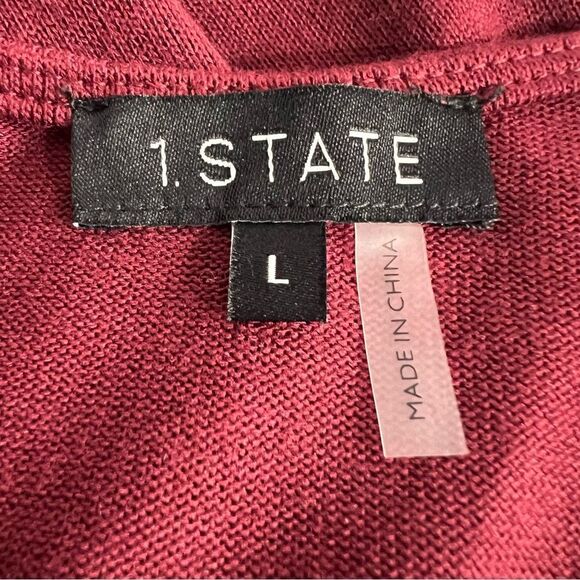 1.State Cozy Tie Back Sweater Top Womens Large Burgundy Red Pullover Sweatshirt - Picture 8 of 9